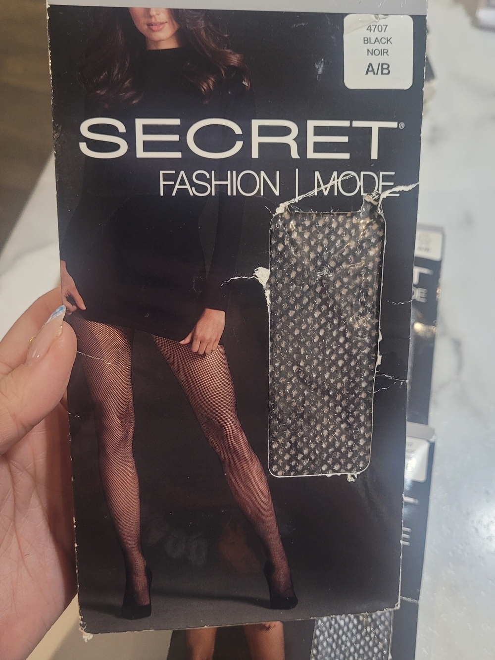 5/30 Bundle of 4 Secret Fashion Black Diamond Pattern Tights Pantyhose A/B NIP - Picture 4 of 5